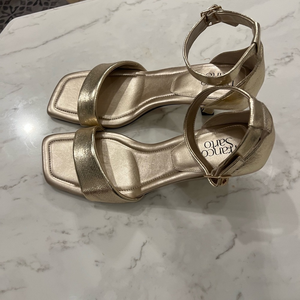 Franco Sarto Metallic Gold Heeled Sandals - Picture 3 of 9